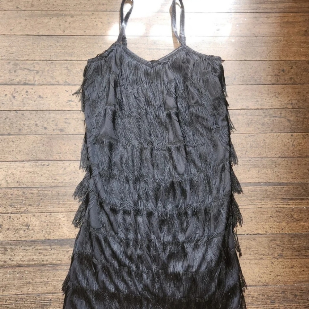 Dreamgirls Flapper Gatsby 20s Black Fringe Dress